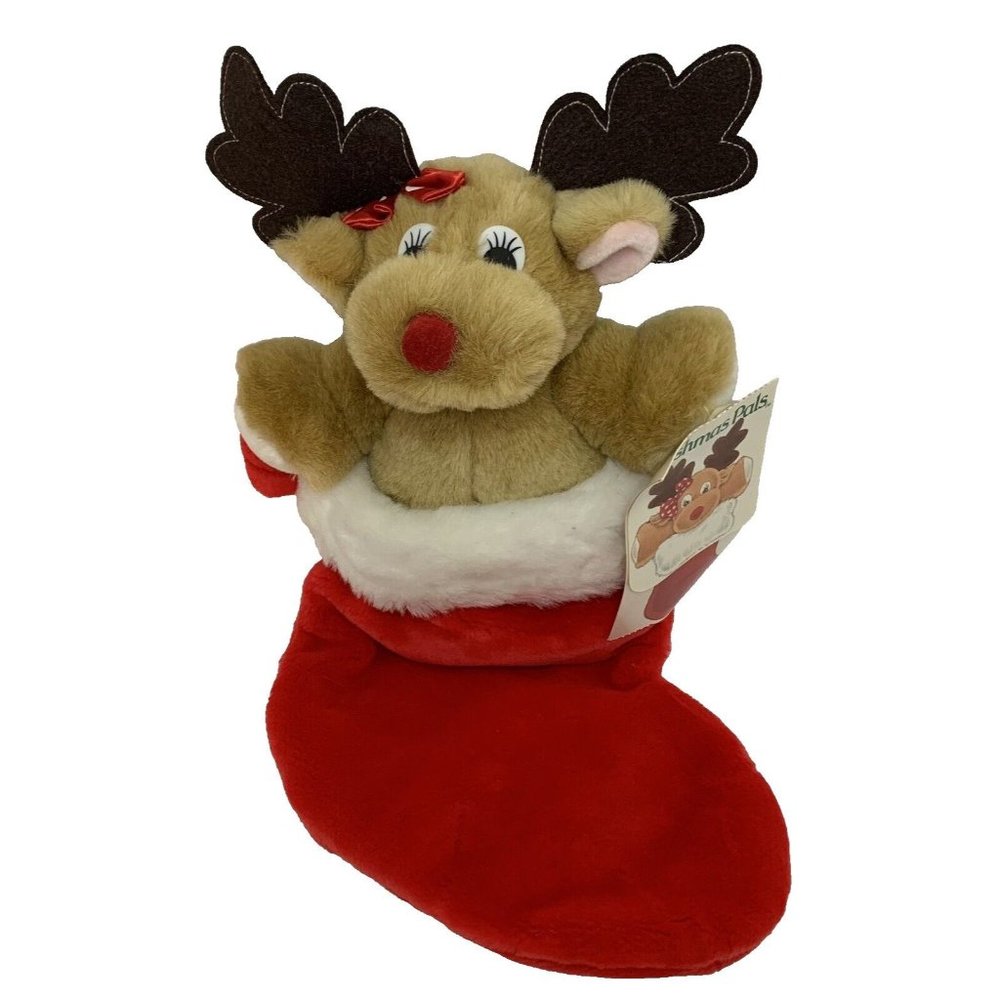 Commonwealth Wishmas Pals Reindeer Plush Stocking 18” Christmas Vintage 1991
